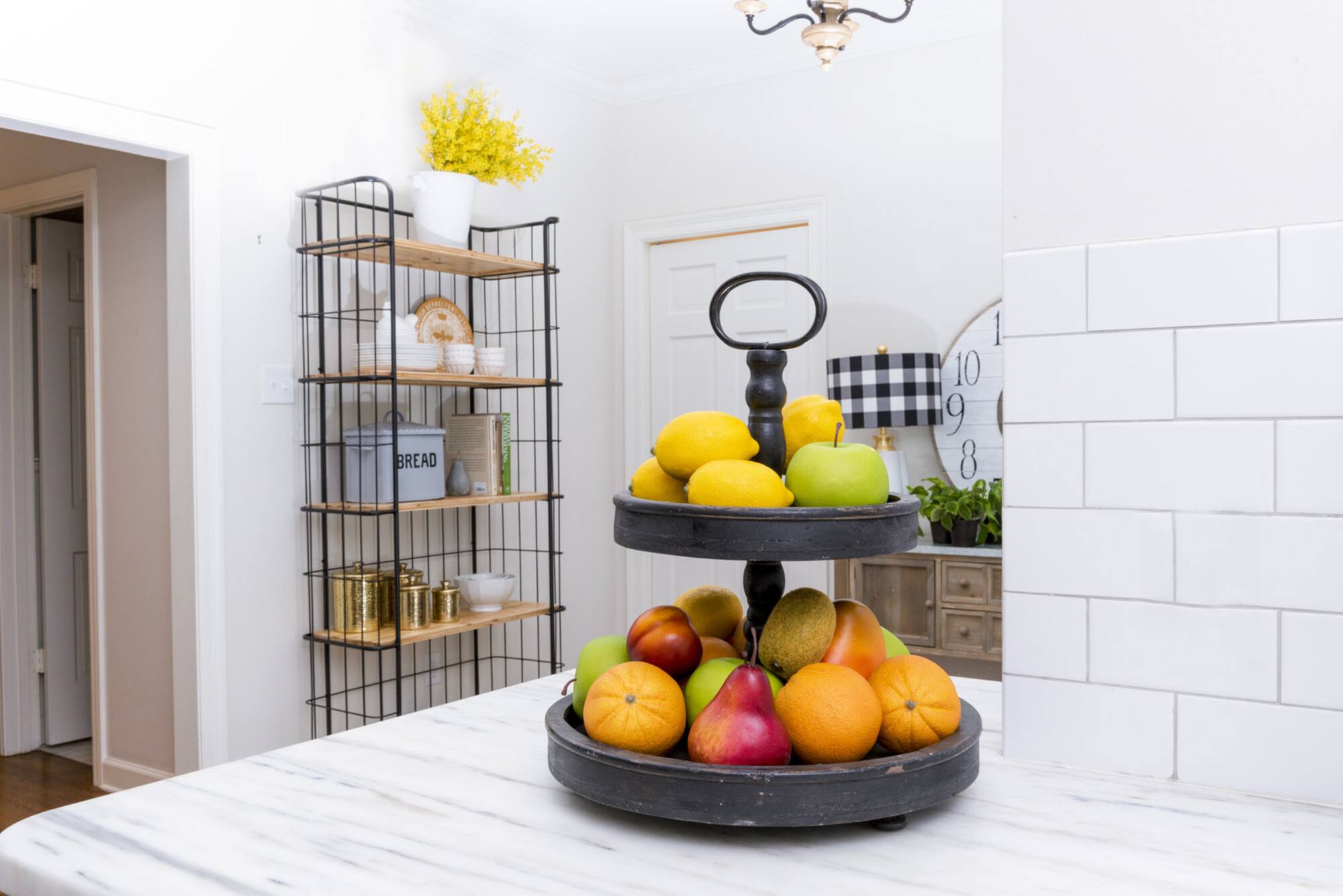 Hello Honey® 18.5" Distressed Wood 2-Tier Tray
